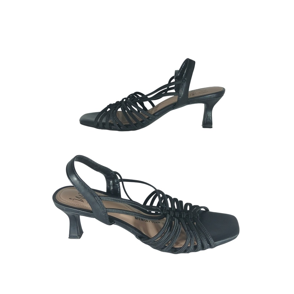 Impo Eden Strappy Sandals 8.5M Black Kitten Heel Office Siren Minimalist